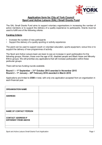 City Of York Sport and Active Leisure Small Grants Application