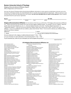 Religious Affiliation Report Form