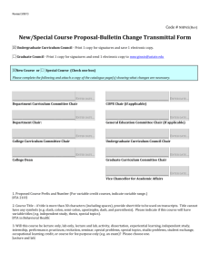 New/Special Course Proposal-Bulletin Change Transmittal Form