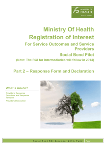 Ministry Of Health Registration of Interest Service Outcomes and