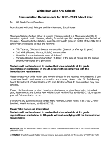 White Bear Lake Area Schools Immunization Requirements for 2012