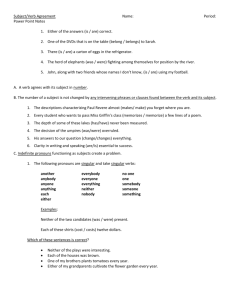 Subject Verb Agreement Notes and Practice HP