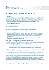 Business Rule - Transition and teach out