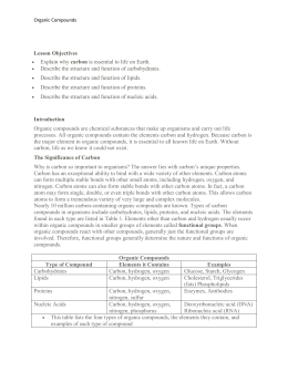 Integrated Science 1: Chapter 6 Organic Molecule Review Name
