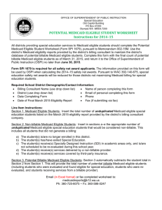Potential Medicaid Eligible Student Worksheet Instructions for 2014-15