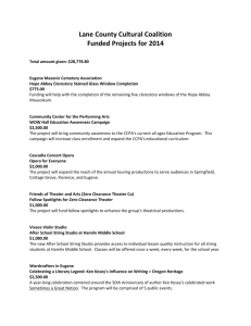Lane County Cultural Coalition Funded Projects for 2014