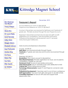Treasurer Report - Kittredge Magnet School PTA