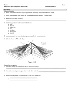 Volcanoes and Earthquakes Test Fall 2010 Study Guide