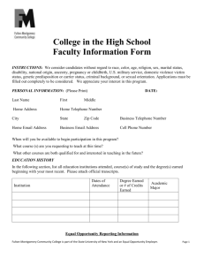 College in the High School Faculty Information Form