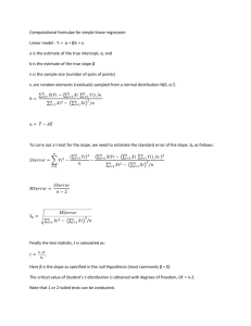 Computational formulae for simple linear regression