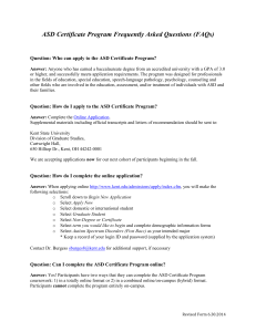 ASD Certificate Program Frequently Asked Questions (FAQs)
