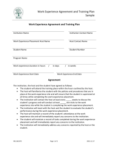 Work Experience Agreement and Training Plan