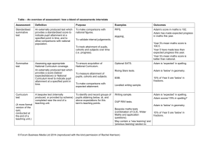 Table - An overview of assessment