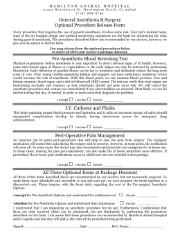 Oral Surgery Anesthesia Record Form