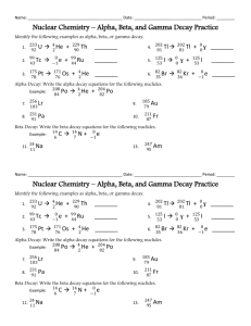 Nuclear Chemistry Practice 1/2 Sheet