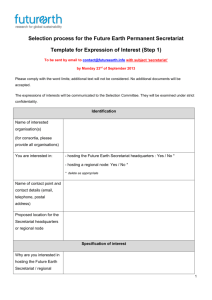 Future Earth permanent secretariat - expression of interest template