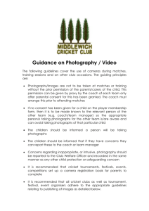 Guidance on Photography / Video