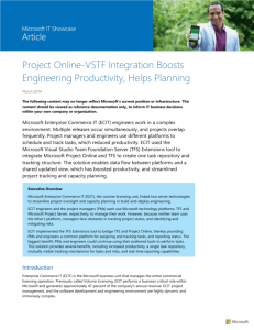 Project Online-VSTF Integration Boosts Engineering Productivity