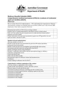 (CMA) for residents of aged care facilities
