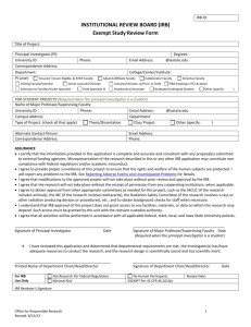 Exempt Study Review Form - the Office for Responsible Research