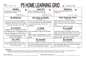 P5 Home Learning Grid - Paradykes Primary School