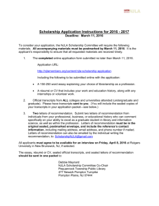 Scholarship Application - New Jersey Library Association