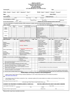 Medical History Form - Taylor Health and Wellness Center