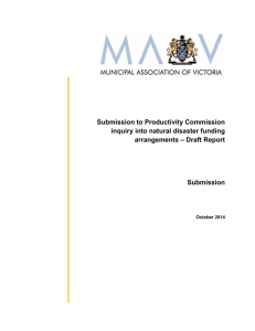 Submission to Productivity Commission inquiry into natural disaster