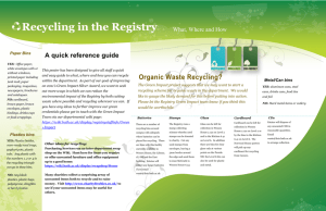 A quick reference guide Plastics bins Recycling in the Registry work