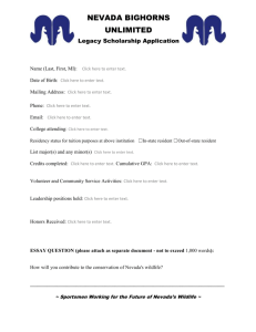 NEVADA BIGHORNS UNLIMITED Legacy Scholarship Application