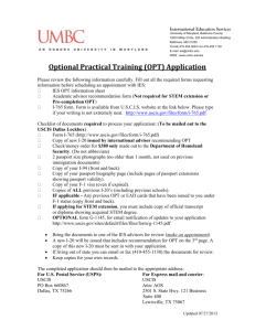 (OPT) Application - International Education Services