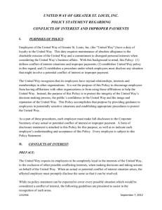 United Way`s Conflict of Interest Policy and Disclosure