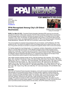 PPAI Recognized Among City`s 20 Oldest Businesses