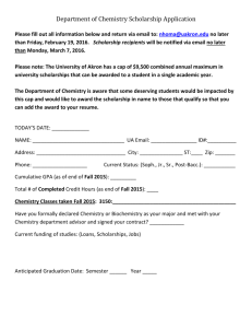 Department of Chemistry Scholarship Application