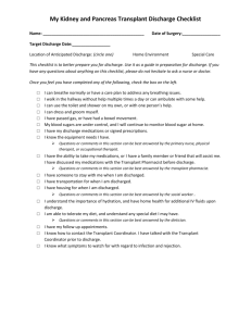 My Kidney and Pancreas Transplant Discharge Checklist