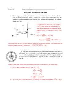 Magnetic Fields from Currents Group Worksheet Solution