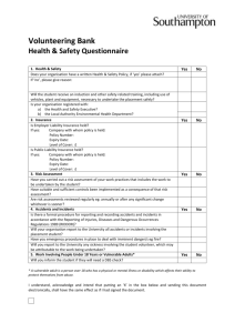 Volunteering Bank Health & Safety Questionnaire