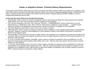 Foster or Adoptive Homes: Criminal History
