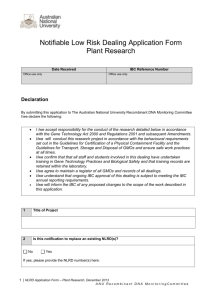 Plant Research-Notifiable Low Risk Dealing (NLRD) form