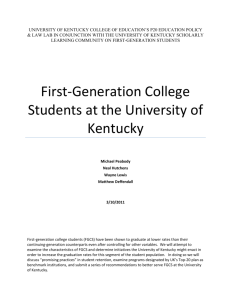 First Generation Scholarly Learning Community White Paper