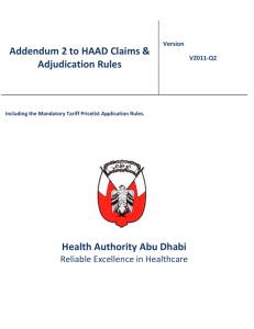 Addendum 2 to HAAD Claims & Adjudication Rules