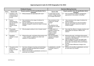 Approved Generic Tasks for assessment in 2013