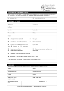 application for employment - Eastern Respite & Recreation