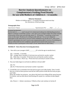 Doer / NonDoer Questionnaire on - Food Security and Nutrition