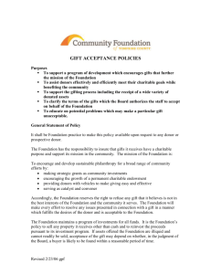 Gift Acceptance Policy - Community Foundation of Tompkins County