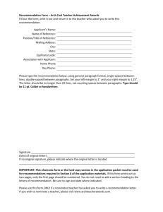 Arch Coal, Inc. | Community: Teacher Recommendation Form