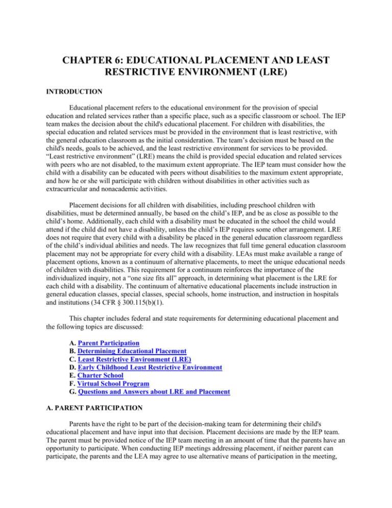 Chapter Educational Placement And Least Restrictive