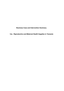 Title: Reproductive and Maternal Health Supplies in Tanzania