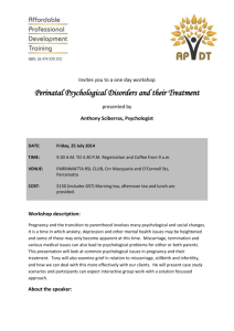 Perinatal Psychological Disorders and their Treatment
