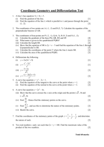Coordinate Geometry and Differentiation Test